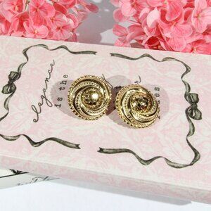 Vintage Whiting & Davis Gold Tone Mesh Earrings